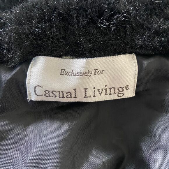 Vintage Casual Living Teddy Charm Thick Black Fuzzy Faux Fur Chunky Vest XL - Picture 8 of 8
